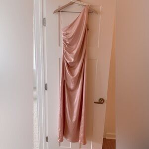 Amelia Ruched Maxi Bridesmaid Dress, size US 4/UK 8, NWT in Blush